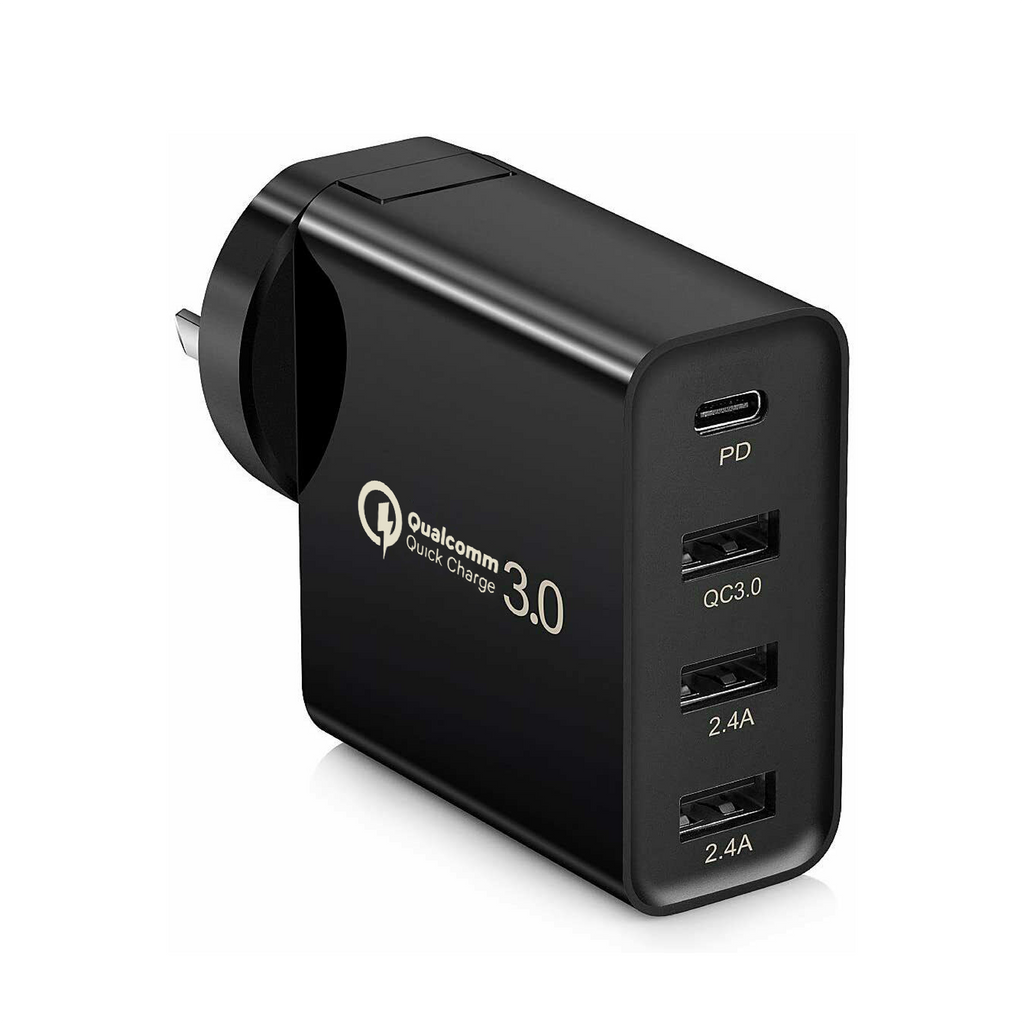 48W 4-Port Qualcomm Charger Quick Charge 3.0 (30W PD USB-C) - Amper HQ
