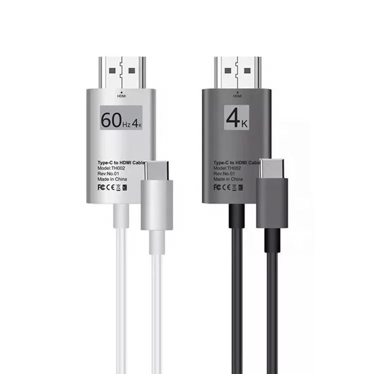 Type-C to HDMI 4K 60hz Cable 2m USB C for SmartPhone, Laptop, Mac, Dex - Amper HQ